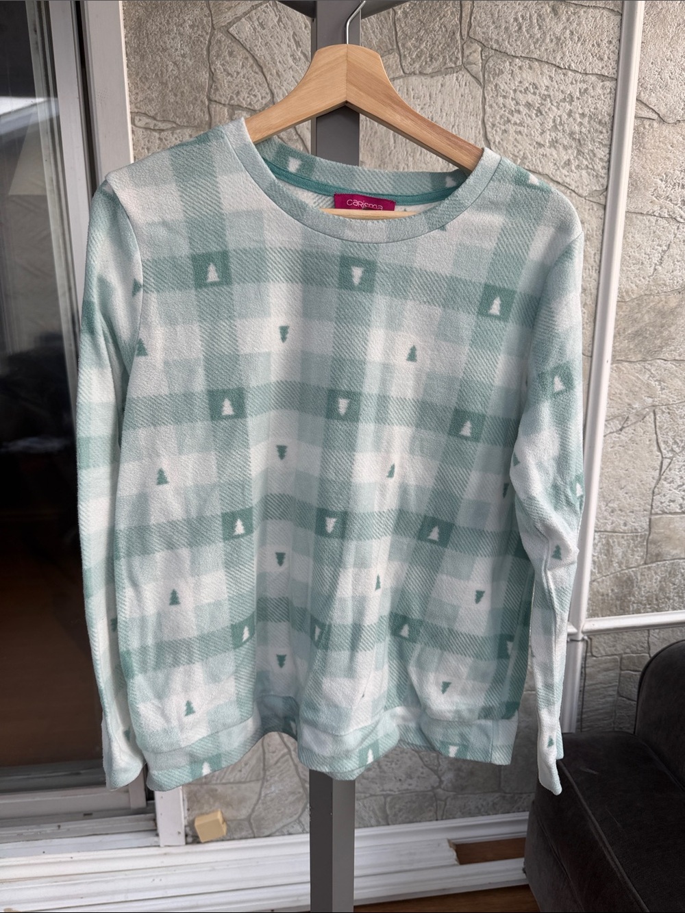 Charisma Mint Green Plaid Knit Top and pants